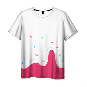 Мужская футболка 3D с принтом KREME (original design) в Санкт-Петербурге, 100% полиэфир | прямой крой, круглый вырез горловины, длина до линии бедер | cherry | cream | design | red | sugar | vanilla | white | вишня | яркое