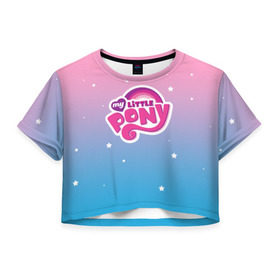 Женская футболка 3D укороченная с принтом My Little Pony в Санкт-Петербурге, 100% полиэстер | круглая горловина, длина футболки до линии талии, рукава с отворотами | dash | rainbow