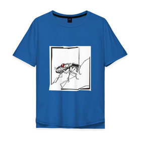 Мужская футболка хлопок Oversize с принтом Превращение Замзы в Санкт-Петербурге, 100% хлопок | свободный крой, круглый ворот, “спинка” длиннее передней части | арт | грегор замза | кафка | линии | превращение | таракан | черно белый | яблоко