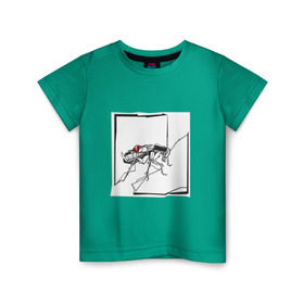 Детская футболка хлопок с принтом Превращение Замзы в Санкт-Петербурге, 100% хлопок | круглый вырез горловины, полуприлегающий силуэт, длина до линии бедер | арт | грегор замза | кафка | линии | превращение | таракан | черно белый | яблоко