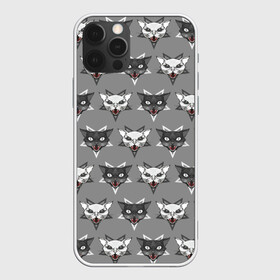 Чехол для iPhone 12 Pro с принтом Злые котики в Санкт-Петербурге, силикон | область печати: задняя сторона чехла, без боковых панелей | дьявол | звезда | кот | котик | кошка | милота | пентаграмма | серый | юмор