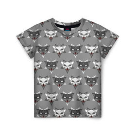 Детская футболка 3D с принтом Злые котики в Санкт-Петербурге, 100% гипоаллергенный полиэфир | прямой крой, круглый вырез горловины, длина до линии бедер, чуть спущенное плечо, ткань немного тянется | дьявол | звезда | кот | котик | кошка | милота | пентаграмма | серый | юмор