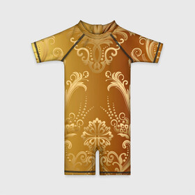 Детский купальный костюм 3D с принтом Золотой пассаж в Санкт-Петербурге, Полиэстер 85%, Спандекс 15% | застежка на молнии на спине | vppd | золото | премиум | эксклюзив
