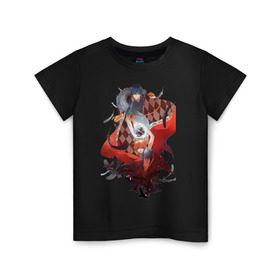 Детская футболка хлопок с принтом Сёё Хината и Тобио Кагэяма в Санкт-Петербурге, 100% хлопок | круглый вырез горловины, полуприлегающий силуэт, длина до линии бедер | haikyuu | сёё хината | тобио кагэяма