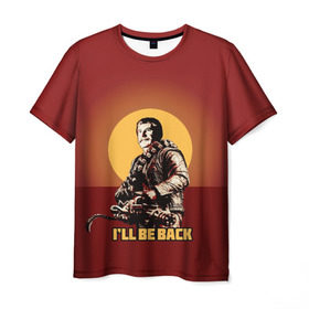 Мужская футболка 3D с принтом Сталин: I`ll Be Back в Санкт-Петербурге, 100% полиэфир | прямой крой, круглый вырез горловины, длина до линии бедер | история | о.м.с.к. | революция | ссср | сталин | супергерои