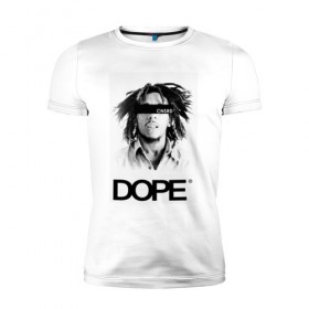 Мужская футболка премиум с принтом Bob Marley Dope в Санкт-Петербурге, 92% хлопок, 8% лайкра | приталенный силуэт, круглый вырез ворота, длина до линии бедра, короткий рукав | bobmarley | dope | fashion | swag | trend