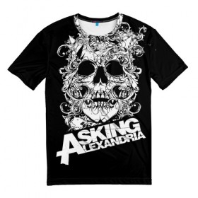 Мужская футболка 3D с принтом Asking Alexandria в Санкт-Петербурге, 100% полиэфир | прямой крой, круглый вырез горловины, длина до линии бедер | asking alexandria | музыка | рок | череп