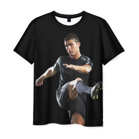 Мужская футболка 3D с принтом Роналдо в Санкт-Петербурге, 100% полиэфир | прямой крой, круглый вырез горловины, длина до линии бедер | real | ronaldo | реал мадрид | роналдо | футбол | футболист