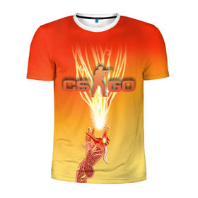 Мужская футболка 3D спортивная с принтом Dragon lore cs go в Санкт-Петербурге, 100% полиэстер с улучшенными характеристиками | приталенный силуэт, круглая горловина, широкие плечи, сужается к линии бедра | counter | cs | go | strike