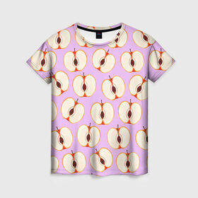 Женская футболка 3D с принтом Молодильные яблочки в Санкт-Петербурге, 100% полиэфир ( синтетическое хлопкоподобное полотно) | прямой крой, круглый вырез горловины, длина до линии бедер | life in da trash | vogue | алена двойченкова | вог | двойченкова | егор дружинин | мига | мигель | молодильные яблочки | персики | танцы | танцы на тнт | тнт | яблоки | яблочки