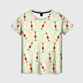 Женская футболка 3D с принтом Молодильные яблочки в Санкт-Петербурге, 100% полиэфир ( синтетическое хлопкоподобное полотно) | прямой крой, круглый вырез горловины, длина до линии бедер | life in da trash | vogue | алена двойченкова | вог | двойченкова | егор дружинин | мига | мигель | молодильные яблочки | персики | танцы | танцы на тнт | тнт | яблоки | яблочки