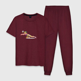 Мужская пижама хлопок с принтом Волейбол геометрия в Санкт-Петербурге, 100% хлопок | брюки и футболка прямого кроя, без карманов, на брюках мягкая резинка на поясе и по низу штанин
 | полигоны