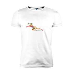 Мужская футболка премиум с принтом Волейбол геометрия в Санкт-Петербурге, 92% хлопок, 8% лайкра | приталенный силуэт, круглый вырез ворота, длина до линии бедра, короткий рукав | Тематика изображения на принте: полигоны