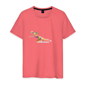 Мужская футболка хлопок с принтом Волейбол геометрия в Санкт-Петербурге, 100% хлопок | прямой крой, круглый вырез горловины, длина до линии бедер, слегка спущенное плечо. | Тематика изображения на принте: полигоны