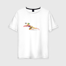 Женская футболка хлопок Oversize с принтом Волейбол геометрия в Санкт-Петербурге, 100% хлопок | свободный крой, круглый ворот, спущенный рукав, длина до линии бедер
 | Тематика изображения на принте: полигоны