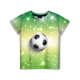 Детская футболка 3D с принтом Футбольный мяч 3 в Санкт-Петербурге, 100% гипоаллергенный полиэфир | прямой крой, круглый вырез горловины, длина до линии бедер, чуть спущенное плечо, ткань немного тянется | игра | кубок | мяч | спорт | футбол