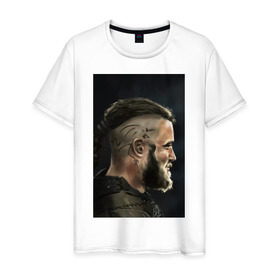 Мужская футболка хлопок с принтом Ragnar Lodbrock в Санкт-Петербурге, 100% хлопок | прямой крой, круглый вырез горловины, длина до линии бедер, слегка спущенное плечо. | ragnar lodbrock | vikings | викинги | рагнар лодброк