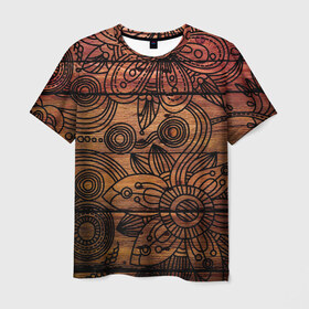 Мужская футболка 3D с принтом Орнамент в Санкт-Петербурге, 100% полиэфир | прямой крой, круглый вырез горловины, длина до линии бедер | деревянный орнамент | орнамент | узор | цветы