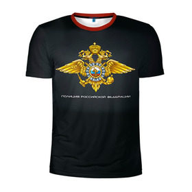 Мужская футболка 3D спортивная с принтом Полиция Российской Федерации в Санкт-Петербурге, 100% полиэстер с улучшенными характеристиками | приталенный силуэт, круглая горловина, широкие плечи, сужается к линии бедра | Тематика изображения на принте: милиция
