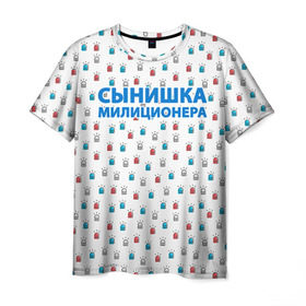 Мужская футболка 3D с принтом Полиция Российской Федерации в Санкт-Петербурге, 100% полиэфир | прямой крой, круглый вырез горловины, длина до линии бедер | милиция