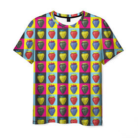 Мужская футболка 3D с принтом POP ART в Санкт-Петербурге, 100% полиэфир | прямой крой, круглый вырез горловины, длина до линии бедер | popart | клубника | поп арт | ягоды