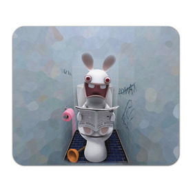 Коврик прямоугольный с принтом Кролик с газетой в Санкт-Петербурге, натуральный каучук | размер 230 х 185 мм; запечатка лицевой стороны | rabbids | вантуз | горшок | зайцы засранцы | заяц | туалет