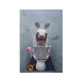 Обложка для паспорта матовая кожа с принтом Кролик с газетой в Санкт-Петербурге, натуральная матовая кожа | размер 19,3 х 13,7 см; прозрачные пластиковые крепления | rabbids | вантуз | горшок | зайцы засранцы | заяц | туалет