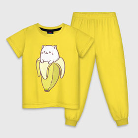 Детская пижама хлопок с принтом Бананька в Санкт-Петербурге, 100% хлопок |  брюки и футболка прямого кроя, без карманов, на брюках мягкая резинка на поясе и по низу штанин
 | бананька