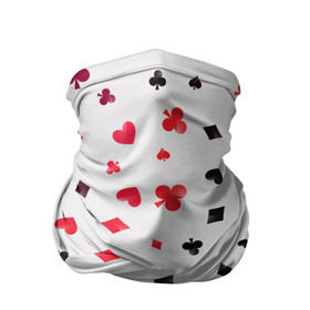 Бандана-труба 3D с принтом Карточные масти в Санкт-Петербурге, 100% полиэстер, ткань с особыми свойствами — Activecool | плотность 150‒180 г/м2; хорошо тянется, но сохраняет форму | бубны | казино | карты | крести | пики | покер | туз | червы