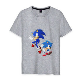 Мужская футболка хлопок с принтом Sonic (Соник) в Санкт-Петербурге, 100% хлопок | прямой крой, круглый вырез горловины, длина до линии бедер, слегка спущенное плечо. | retro | sega | sonic