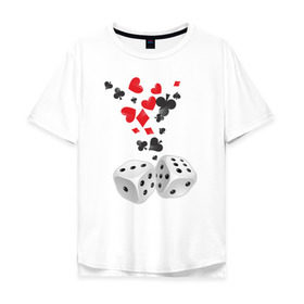 Мужская футболка хлопок Oversize с принтом Игральные кости в Санкт-Петербурге, 100% хлопок | свободный крой, круглый ворот, “спинка” длиннее передней части | бубны | казино | карты | кости | крести | пики | покер | туз | червы