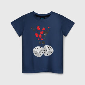 Детская футболка хлопок с принтом Игральные кости в Санкт-Петербурге, 100% хлопок | круглый вырез горловины, полуприлегающий силуэт, длина до линии бедер | бубны | казино | карты | кости | крести | пики | покер | туз | червы