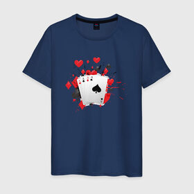 Мужская футболка хлопок с принтом Четыре туза в Санкт-Петербурге, 100% хлопок | прямой крой, круглый вырез горловины, длина до линии бедер, слегка спущенное плечо. | казино | карты | покер | туз