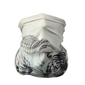 Бандана-труба 3D с принтом Белый тигр в Санкт-Петербурге, 100% полиэстер, ткань с особыми свойствами — Activecool | плотность 150‒180 г/м2; хорошо тянется, но сохраняет форму | дикая кошка | природа | тигр | хищник