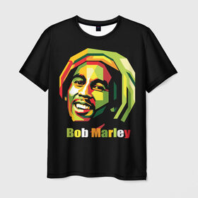 Мужская футболка 3D с принтом Bob Marley в Санкт-Петербурге, 100% полиэфир | прямой крой, круглый вырез горловины, длина до линии бедер | боб марли | регги
