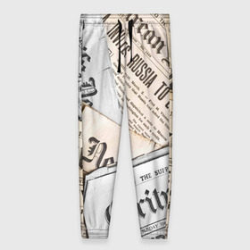 Женские брюки 3D с принтом Газеты в Санкт-Петербурге, полиэстер 100% | прямой крой, два кармана без застежек по бокам, с мягкой трикотажной резинкой на поясе и по низу штанин. В поясе для дополнительного комфорта — широкие завязки | газеты