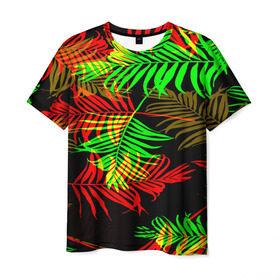 Мужская футболка 3D с принтом Гавайи в Санкт-Петербурге, 100% полиэфир | прямой крой, круглый вырез горловины, длина до линии бедер | Тематика изображения на принте: лето | листья