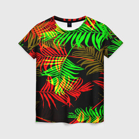 Женская футболка 3D с принтом Гавайи в Санкт-Петербурге, 100% полиэфир ( синтетическое хлопкоподобное полотно) | прямой крой, круглый вырез горловины, длина до линии бедер | лето | листья