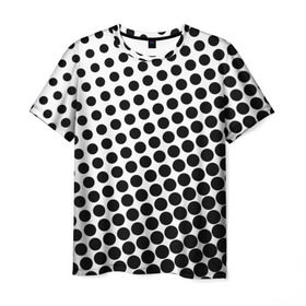 Мужская футболка 3D с принтом Белый в горошек в Санкт-Петербурге, 100% полиэфир | прямой крой, круглый вырез горловины, длина до линии бедер | горошек | текстура | черный