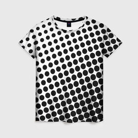 Женская футболка 3D с принтом Белый в горошек в Санкт-Петербурге, 100% полиэфир ( синтетическое хлопкоподобное полотно) | прямой крой, круглый вырез горловины, длина до линии бедер | горошек | текстура | черный