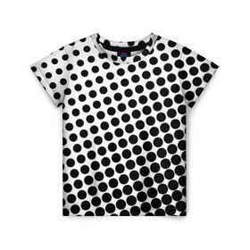Детская футболка 3D с принтом Белый в горошек в Санкт-Петербурге, 100% гипоаллергенный полиэфир | прямой крой, круглый вырез горловины, длина до линии бедер, чуть спущенное плечо, ткань немного тянется | горошек | текстура | черный