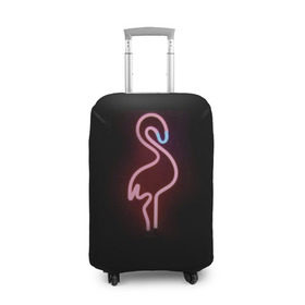 Чехол для чемодана 3D с принтом Светящийся фламинго в Санкт-Петербурге, 86% полиэфир, 14% спандекс | двустороннее нанесение принта, прорези для ручек и колес | неон | птицы | фламинго