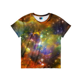 Детская футболка 3D с принтом Звёздный мир в Санкт-Петербурге, 100% гипоаллергенный полиэфир | прямой крой, круглый вырез горловины, длина до линии бедер, чуть спущенное плечо, ткань немного тянется | Тематика изображения на принте: вселенная | галактика | звёзды | космическое пространство | космос | созвездие