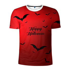 Мужская футболка 3D спортивная с принтом Halloween в Санкт-Петербурге, 100% полиэстер с улучшенными характеристиками | приталенный силуэт, круглая горловина, широкие плечи, сужается к линии бедра | cat | dark | halloween | вамп | вампир | ведьма | готика | кот | кошка | магия | ночь | тыква | хэллоуин