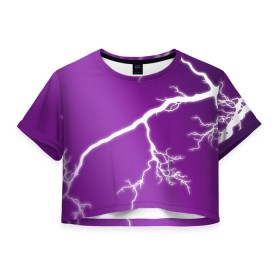 Женская футболка 3D укороченная с принтом cs:go - Lightning strike в Санкт-Петербурге, 100% полиэстер | круглая горловина, длина футболки до линии талии, рукава с отворотами | Тематика изображения на принте: cs | csgo | lightning strike | го | кс | удар молнии