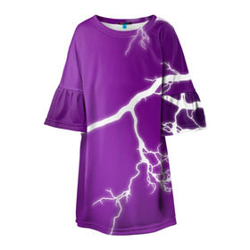 Детское платье 3D с принтом cs:go - Lightning strike в Санкт-Петербурге, 100% полиэстер | прямой силуэт, чуть расширенный к низу. Круглая горловина, на рукавах — воланы | Тематика изображения на принте: cs | csgo | lightning strike | го | кс | удар молнии