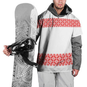 Накидка на куртку 3D с принтом Славянский орнамент (на белом) в Санкт-Петербурге, 100% полиэстер |  | орнамент | россия | славяне | узор