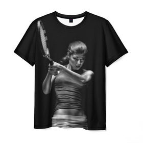 Мужская футболка 3D с принтом Всемирный теннис в Санкт-Петербурге, 100% полиэфир | прямой крой, круглый вырез горловины, длина до линии бедер | мяч | новинки | ракетка | спорт | теннис | удар