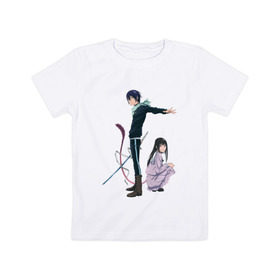 Детская футболка хлопок с принтом Ято и Хиёри в Санкт-Петербурге, 100% хлопок | круглый вырез горловины, полуприлегающий силуэт, длина до линии бедер | noragami | хиёри | ято