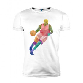 Мужская футболка премиум с принтом Баскетболист в Санкт-Петербурге, 92% хлопок, 8% лайкра | приталенный силуэт, круглый вырез ворота, длина до линии бедра, короткий рукав | 